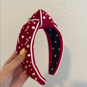 Lele Sadoughi Holiday red candy cane Elegant Red Embellished Headband